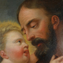 Load image into Gallery viewer, Antique 18thc French or Italian School Religious Oil Painting, Saint Joseph & Baby Jesus