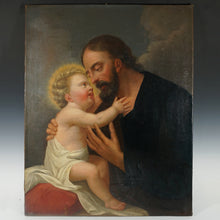 Load image into Gallery viewer, Antique 18thc French or Italian School Religious Oil Painting, Saint Joseph & Baby Jesus