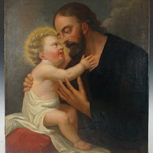Load image into Gallery viewer, Antique 18thc French or Italian School Religious Oil Painting, Saint Joseph & Baby Jesus