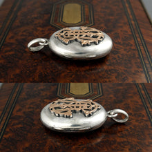 Load image into Gallery viewer, Antique French Silver & 14K Gold Monogram Photo Locket Pendant