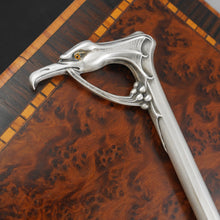 Load image into Gallery viewer, Antique Art Nouveau Silver Cane or Parasol Umbrella Handle Set, Eagle Head, Bat Wings & Glass Eyes