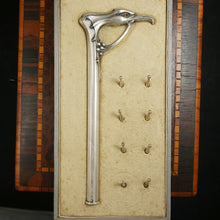 Load image into Gallery viewer, Antique Art Nouveau Silver Cane or Parasol Umbrella Handle Set, Eagle Head, Bat Wings & Glass Eyes