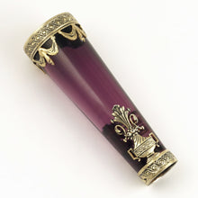 Load image into Gallery viewer, Antique French .800 Silver Mounted Amethyst Purple Glass Parasol Umbrella Handle or Dress Cane Handle