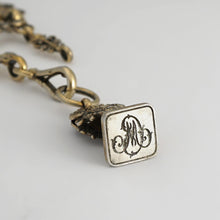 Load image into Gallery viewer, Antique French Silver Chatelaine Wax Seal Fob Chain Gilt Vermeil, Figural Decor