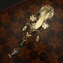 Load image into Gallery viewer, Antique French Silver Chatelaine Wax Seal Fob Chain Gilt Vermeil, Figural Decor