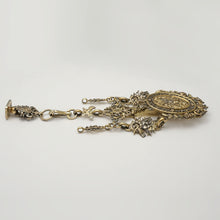 Load image into Gallery viewer, Antique French Silver Chatelaine Wax Seal Fob Chain Gilt Vermeil, Figural Decor