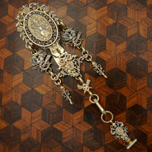 Load image into Gallery viewer, Antique French Silver Chatelaine Wax Seal Fob Chain Gilt Vermeil, Figural Decor