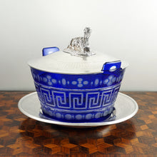 Load image into Gallery viewer, Antique French Sterling Silver & Cobalt Glass Butter Dish, Beurrier, Goat Finial