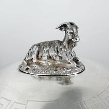 Load image into Gallery viewer, Antique French Sterling Silver & Cobalt Glass Butter Dish, Beurrier, Goat Finial