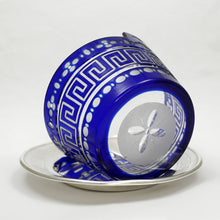 Load image into Gallery viewer, Antique French Sterling Silver & Cobalt Glass Butter Dish, Beurrier, Goat Finial