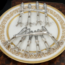 Load image into Gallery viewer, Antique French Sterling Silver PUIFORCAT Bone Holders Set, Lamb Cutlet Pork Chop

