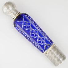 Load image into Gallery viewer, French Sterling Silver Cobalt Blue Glass Flask