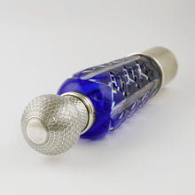Load image into Gallery viewer, French Sterling Silver Cobalt Blue Glass Flask