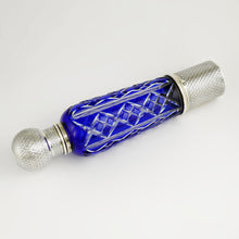 Load image into Gallery viewer, French Sterling Silver Cobalt Blue Glass Flask