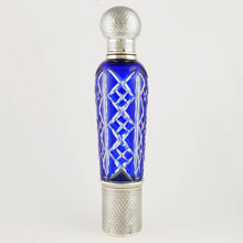 Load image into Gallery viewer, French Sterling Silver Cobalt Blue Glass Flask