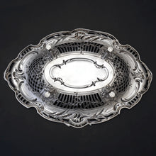 Load image into Gallery viewer, Antique French Sterling Silver Centerpiece Bowl Pierced Lattice, Florals, Footed