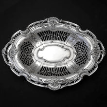 Load image into Gallery viewer, Antique French Sterling Silver Centerpiece Bowl Pierced Lattice, Florals, Footed