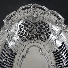 Load image into Gallery viewer, Antique French Sterling Silver Centerpiece Bowl Pierced Lattice, Florals, Footed