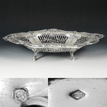 Load image into Gallery viewer, Antique French Sterling Silver Centerpiece Bowl Pierced Lattice, Florals, Footed