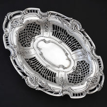 Load image into Gallery viewer, Antique French Sterling Silver Centerpiece Bowl Pierced Lattice, Florals, Footed
