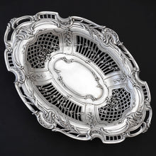 Load image into Gallery viewer, Antique French Sterling Silver Centerpiece Bowl Pierced Lattice, Florals, Footed