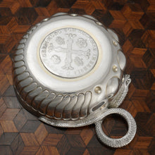 Load image into Gallery viewer, Antique French Sterling Silver Wine Taster Tastevin Sommelier Cup, 1765 Coin, Snake Handle