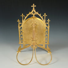 Load image into Gallery viewer, Antique Gilt Bronze Triptych Frame Hand Painted Porcelain Plaque Jesus Christ Crown Thorns Religious Painting