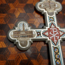 Load image into Gallery viewer, Antique Italian Micro Mosaic Crucifix Grand Tour Architectural Churches Rome Souvenir