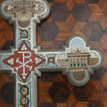 Load image into Gallery viewer, Antique Italian Micro Mosaic Crucifix Grand Tour Architectural Churches Rome Souvenir