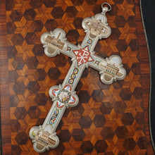 Load image into Gallery viewer, Antique Italian Micro Mosaic Crucifix Grand Tour Architectural Churches Rome Souvenir