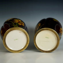 Load image into Gallery viewer, Pair Large Antique French Sevres Optat Milet Ceramic Vases Art Nouveau Flowers Purple Ground