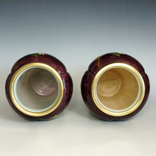 Load image into Gallery viewer, Pair Large Antique French Sevres Optat Milet Ceramic Vases Art Nouveau Flowers Purple Ground