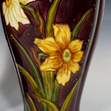 Load image into Gallery viewer, Pair Large Antique French Sevres Optat Milet Ceramic Vases Art Nouveau Flowers Purple Ground