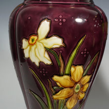 Load image into Gallery viewer, Pair Large Antique French Sevres Optat Milet Ceramic Vases Art Nouveau Flowers Purple Ground