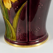 Load image into Gallery viewer, Pair Large Antique French Sevres Optat Milet Ceramic Vases Art Nouveau Flowers Purple Ground