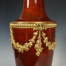 Load image into Gallery viewer, Antique French Paul Milet Sevres Ceramic Vase Gilt Bronze Ox Blood Sang De Boeuf Red Flambe Glaze
