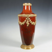 Load image into Gallery viewer, 13" Large Antique French Paul Milet Sevres Vase Ceramic Gilt Bronze Ox Blood Sang De Boeuf Red Flambe Glaze