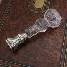 Load image into Gallery viewer, Antique Victorian Rock Crystal Wax Seal, Silver Matrix, Quartz Stone Handle Desk Stamp