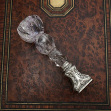 Load image into Gallery viewer, Antique Victorian Rock Crystal Wax Seal, Silver Matrix, Quartz Stone Handle Desk Stamp