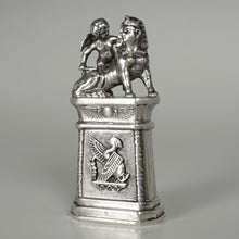 Load image into Gallery viewer, Antique .900 Silver Wax Seal Desk Stamp, Cherub & Sphinx Egyptian Revival, Cross Matrix