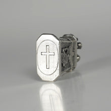 Load image into Gallery viewer, Antique .900 Silver Wax Seal Desk Stamp, Cherub & Sphinx Egyptian Revival, Cross Matrix