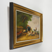 Load image into Gallery viewer, Signed German Oil Painting Farm Landscape Poultry Birds, Peacock, Turkey, Chickens & Rooster, BOGDAN KAUDETZKY (1898-1964)