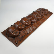Load image into Gallery viewer, Antique Hand Carved Wood Bas-relief Wall Plaque Seven Singing Putti Choir Musical Notes Signed Carving