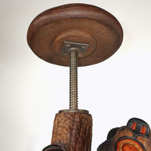 Load image into Gallery viewer, Antique Black Forest Bear Piano Stool Hand Carved Wood, Glass Eyes