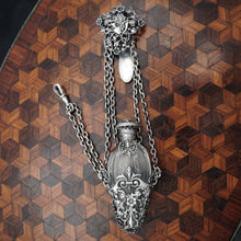 Load image into Gallery viewer, Antique Victorian Perfume Bottle Vinaigrette Chatelaine, Figural Reticulated Silver