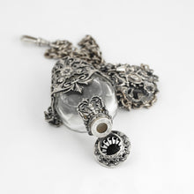 Load image into Gallery viewer, Antique Victorian Perfume Bottle Vinaigrette Chatelaine, Figural Reticulated Silver
