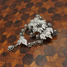 Load image into Gallery viewer, Antique Silver Brooch Rose Cut Diamonds, Rose Gold, Flower Cluster