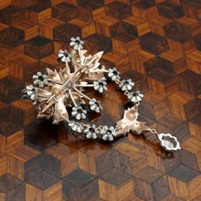 Load image into Gallery viewer, Antique Silver Brooch Rose Cut Diamonds, Rose Gold, Flower Cluster