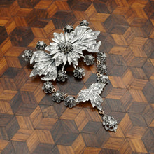 Load image into Gallery viewer, Antique Silver Brooch Rose Cut Diamonds, Rose Gold, Flower Cluster