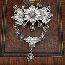 Load image into Gallery viewer, Antique Silver Brooch Rose Cut Diamonds, Rose Gold, Flower Cluster